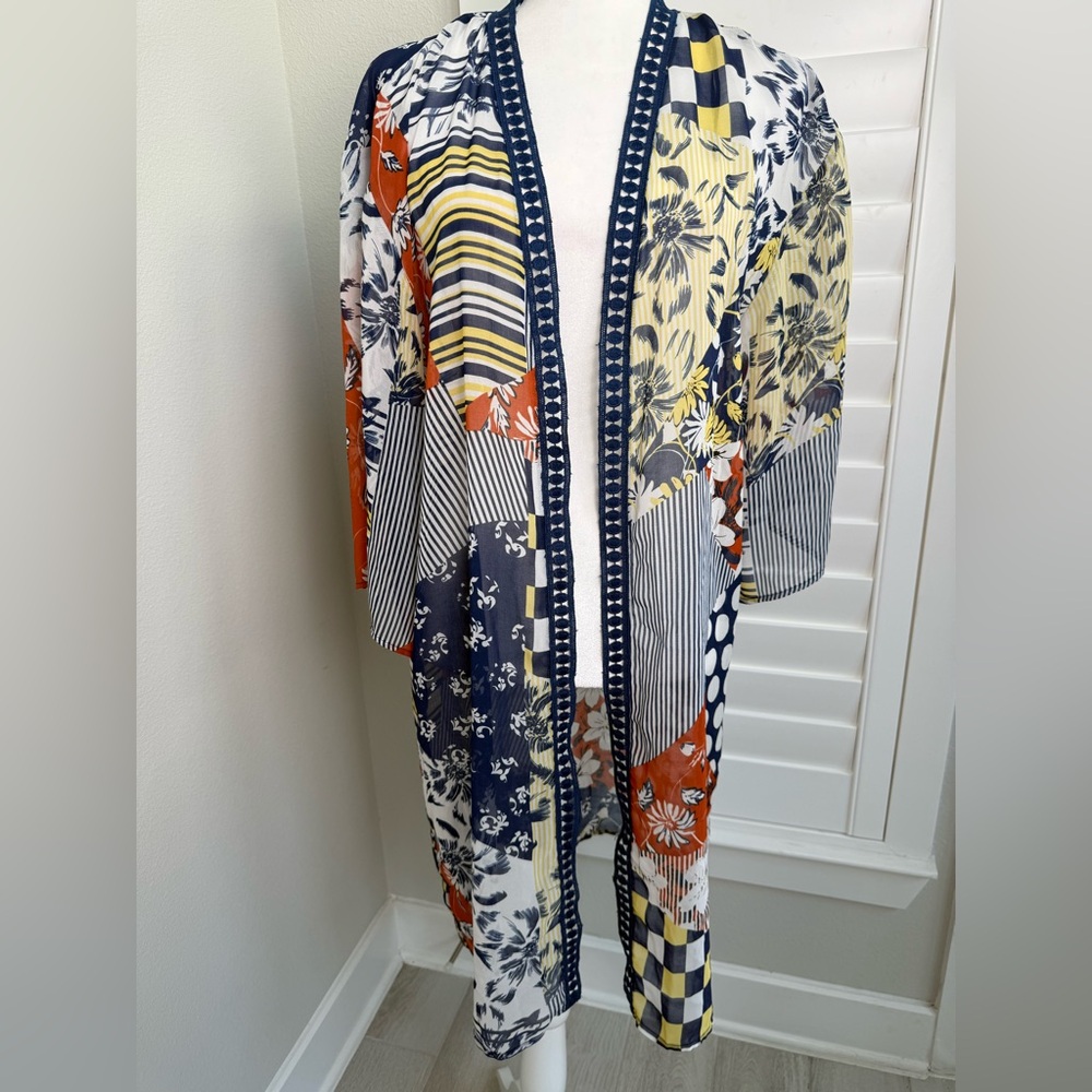 Roz & Ali Multicolor Kimono Cardigan size XS